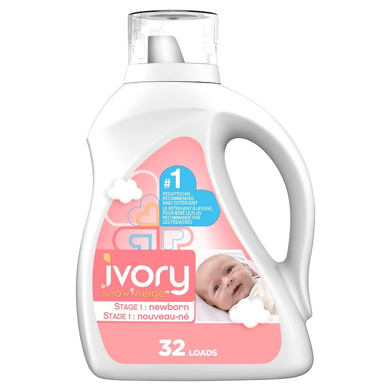 Détergent à lessive liquide pour nouveau-né Ivory Neige 1 1.36L
