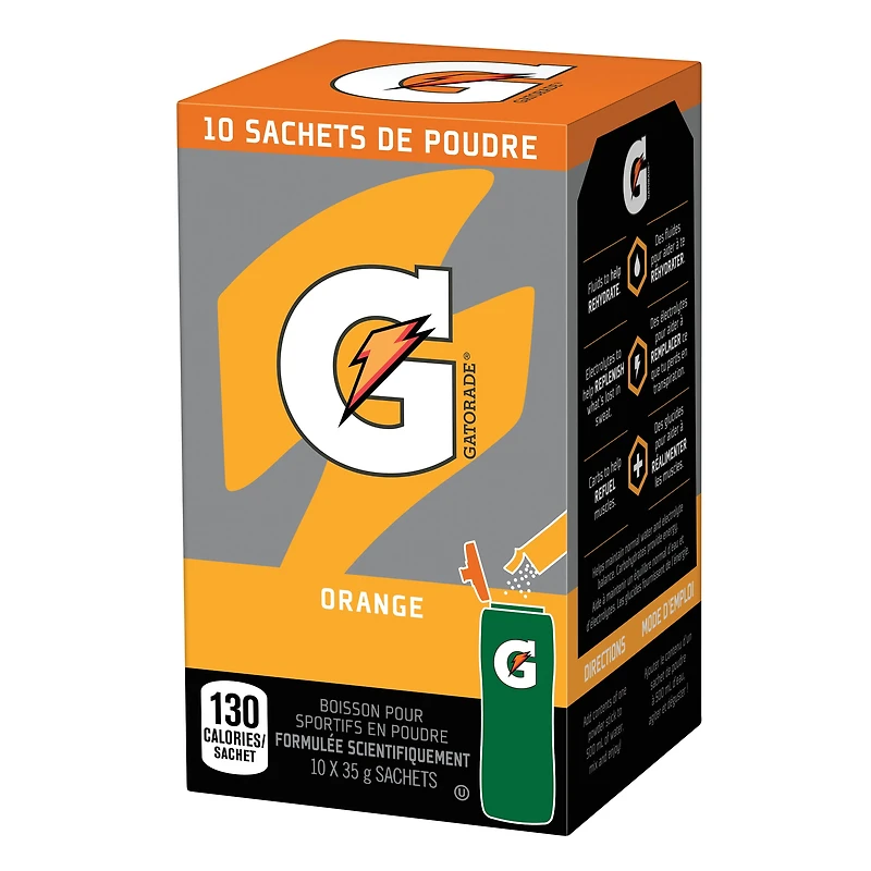 Gatorade Poudre Boisson Sportive Orange 10 x 35 g, Sachets 10 x 35 g