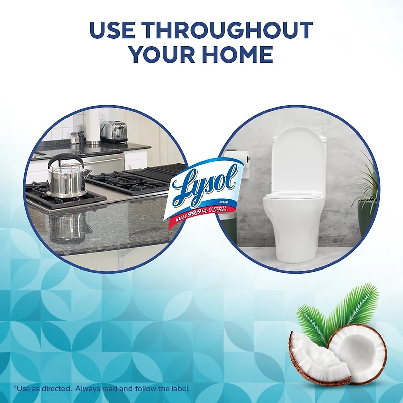 LYSOL® Lingettes Désinfectantes - Noix de Coco et Mineraux Marins 75ct