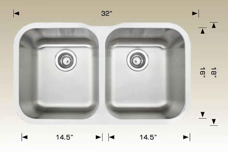 American Imaginations 32-in. W CSA Approved Stainless Steel Kitchen Sink With 2 Bowl And 18 Gauge