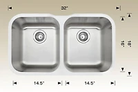 American Imaginations 32-in. W CSA Approved Stainless Steel Kitchen Sink With 2 Bowl And 18 Gauge