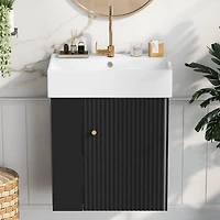 Homy Casa 30 in Onyx Black Kitchen Sideboard with Ceramic Sink