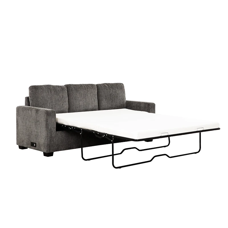 Valencia 81in. Grey Queen Size Sleeper Sofa Bed with USB & Outlet