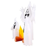 Scène de feu de camp fantôme gonflable de 1,8 m aux couleurs changeantes - Décoration d'extérieur pour Halloween