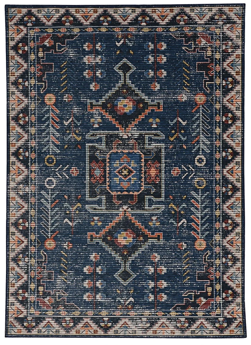 Larson 2' x 3' Washable Accent Rug, Teal and Ivory