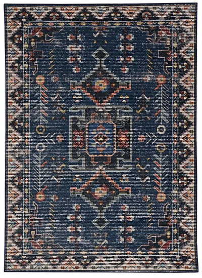 Larson 2' x 3' Washable Accent Rug, Teal and Ivory
