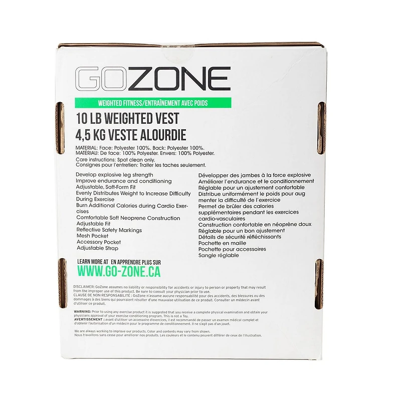GoZone 10lb Weighted Vest – Black/Grey, With reflective safety strips