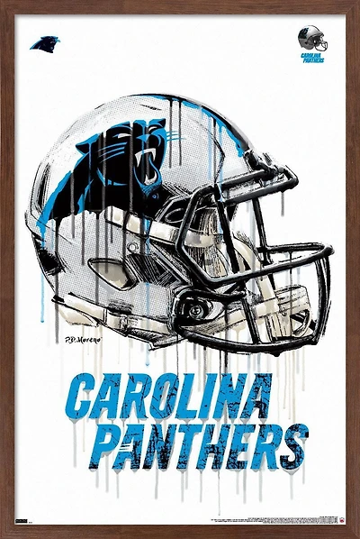 NFL Carolina Panthers - Drip Helmet 20 Wall Poster, 22.375" x 34" Framed