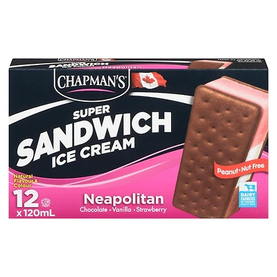 Chapman's Super Sandwich Neapolitan Ice Cream in a Box, 12 x 120mL