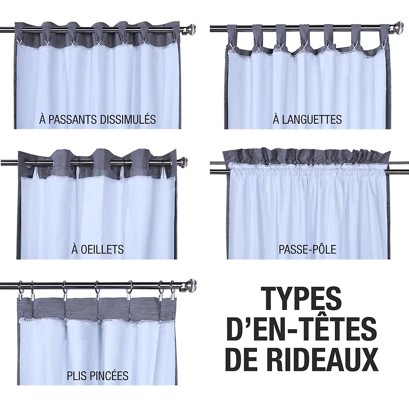 Loft Living Urbain Multi-purpose Total Blackout Multi-Header Single Curtain Liner 45" x 101" in White
