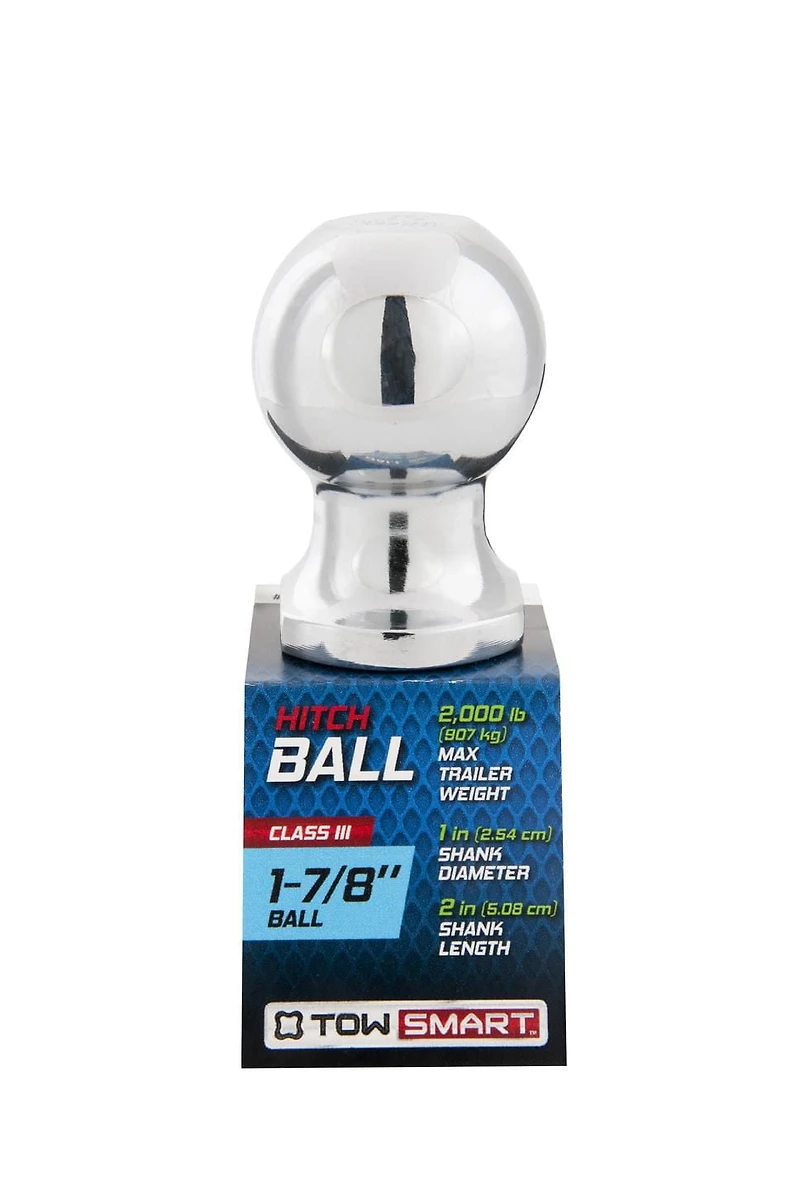 Classe I - boule d'attelage de 4,76 cm (1 7/8 po) x 2,54 cm (1 po) de diamètre de tige x 5,08 cm (2 po) de longueur de tige 907 kg (2 000 lb) boule d'attelage