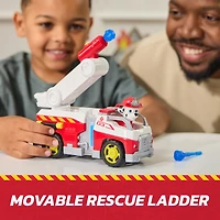 Pat' Patrouille Mission pompiers : Camion de pompiers Marcus avec figurine articulée, lance-projectile et camion, jouets pour garçons et filles à partir de 3 ans