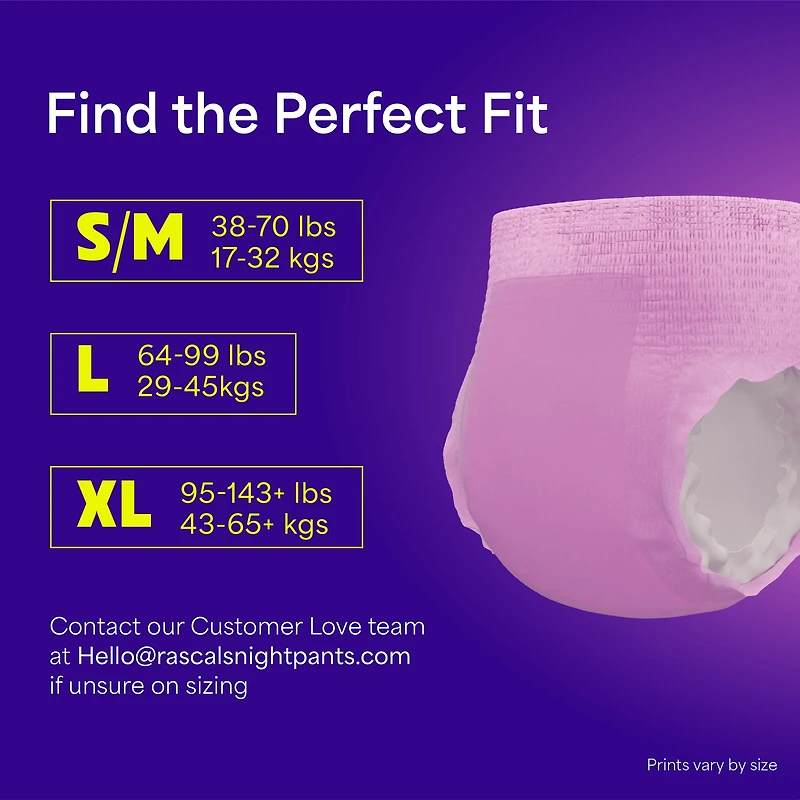 Rascals Absorbent Disposable Girls Nighttime Bedwetting Underwear, XL (95-143+ lbs), 28 count