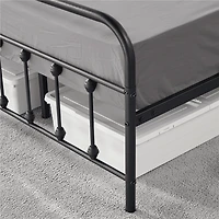 Fullfurnique Metal Platform Bed with High Headboard and Footboard, Queen, Black