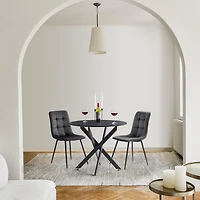 CorLiving Nash Set of 2 Velvet Upholstered Indoor Side Chairs with Black Flared Metal Legs