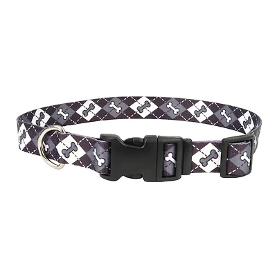 Pet Attire by Coastal Small 8-12" Black Bones Adjustable Dog Collar