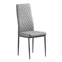 Noble House Modern Dining Chair Set of 4, Fireproof Leather Upholstery with Diamond Grid Pattern and Metal Frame,Gray