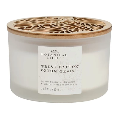 Botanical Light 16.4OZ Fresh Cotton Soy Wax Blended Scented Candle,3 cotton wick, · 16.4oz· 465g· 1 pack