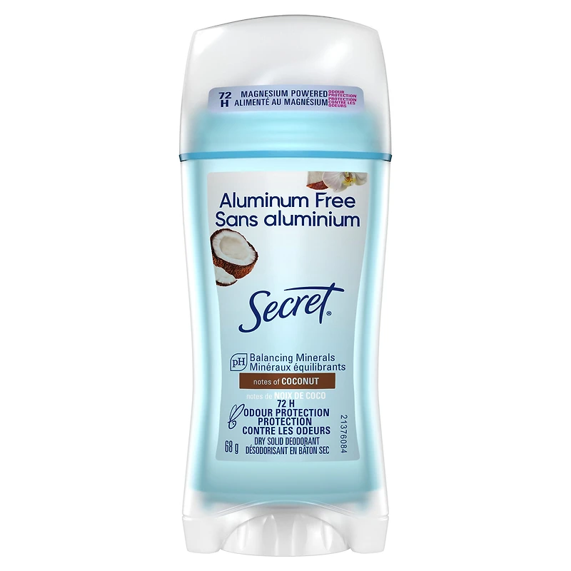 Désodorisant pour femmes Secret sans aluminium, Noix de coco, 68 g