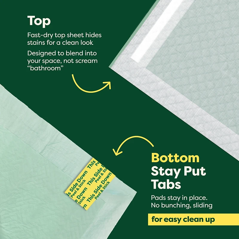 Tapis de propreté antifuite Earth Rated pour chiens et chiots, absorption 2X plus rapide*, non parfumés, L, 56 x 56 cm, paq. de 10