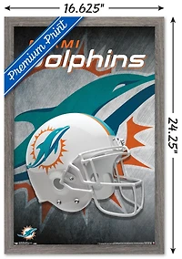 NFL Miami Dolphins - Helmet 18 Wall Poster, 14.725" x 22.375" Framed
