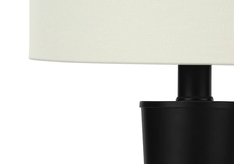 Monarch Specialties Lighting, Set Of 2, 24"h, Table Lamp, Usb Port Included, Black Metal, Ivory / Cream Shade, Contemporary