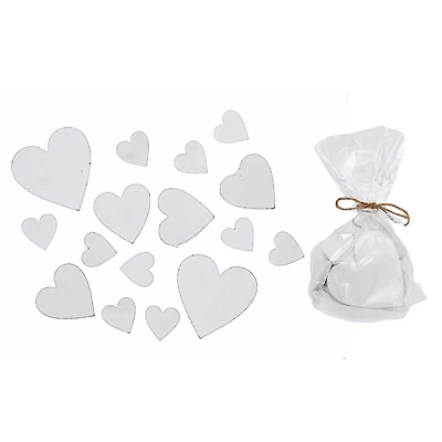 IH Casa Decor 16Pc Assorted Size Wood Ornaments Heart White - Set of 2