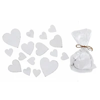 IH Casa Decor 16Pc Assorted Size Wood Ornaments Heart White - Set of 2