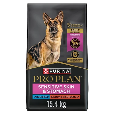 Purina Pro Plan Spécialisée Grandes Races Peaux et Estomacs Sensibles Formule Saumon et Riz, Nourriture Sèche pour Chiens 15,4 kg