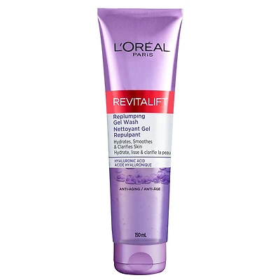 L'Oreal Paris Revitalift Replumping Gel Face Wash Cleanser with Hyaluronic Acid, Suitable for Sensitive Skin, 150 mL
