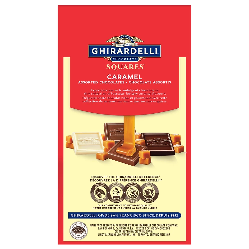 Sachet de carrés de chocolat et de caramel assortis Ghirardelli, 244 g Sachet de carrés de chocolat et de caramel assortis Ghirardelli, 244 g