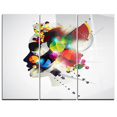 Art mural abstrait en métal Design Art Profil abstrait de femme à panneux multiples