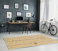 Tapis en Laine Aspire Board gris et jaune de 5 pi x 8 pi