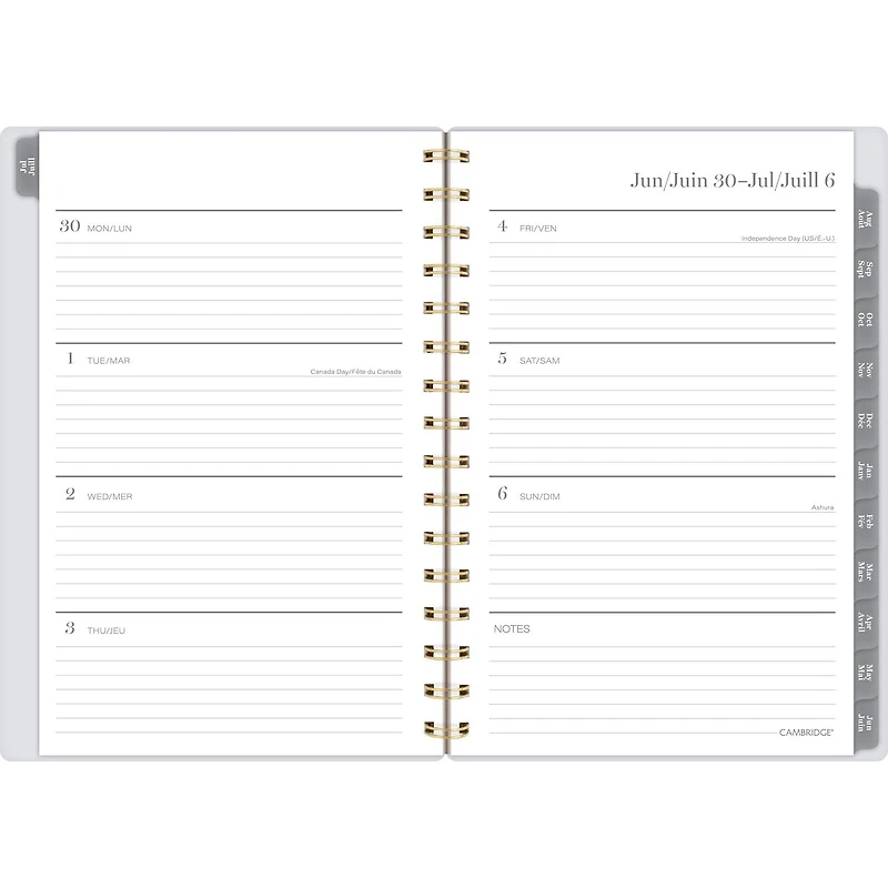 2025-2026 Cambridge® ColourBar Teal Small Weekly Academic Year Planner