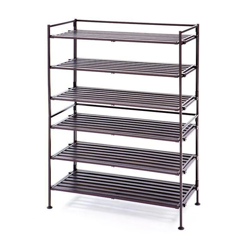 Seville Classics 3 Tier Resin-Wood Shoe Rack 2PK
