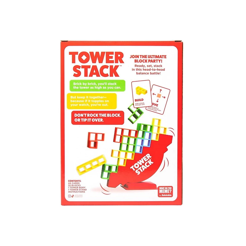 Tower Stack par What Do You Meme? – Jeu d’empilage et d’équilibre en duel pour enfants et familles, comprend des blocs et des instructions, 8 ans et plus