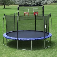 SKYWALKER TRAMPOLINES Double Basketball Game Attachment for 15 FT Round Outdoor Trampolines, Soft Materials for Safe Dunking