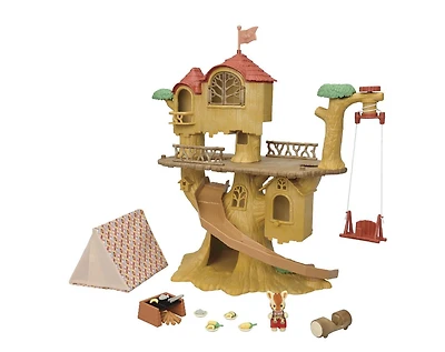 Coffret Aventure Cabane dans les Arbres Édition Camping de Calico Critters, Dollhouse Playset avec figurine et accessoires