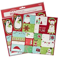 Holiday Time Whimsical Peel 'N Stick Gift Tags, Self-Stick Christmas Labels, Fun Christmas Icons, 36 Count