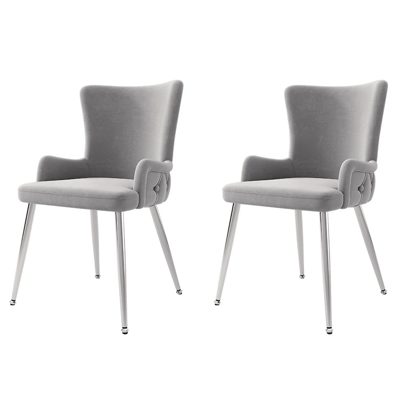 Noble House Ensemble de 6, Chaises de Salle à Manger en Velours, Chaise Capitonnée de Luxe Léger avec Quatre Pieds en Métal Doré, Gris