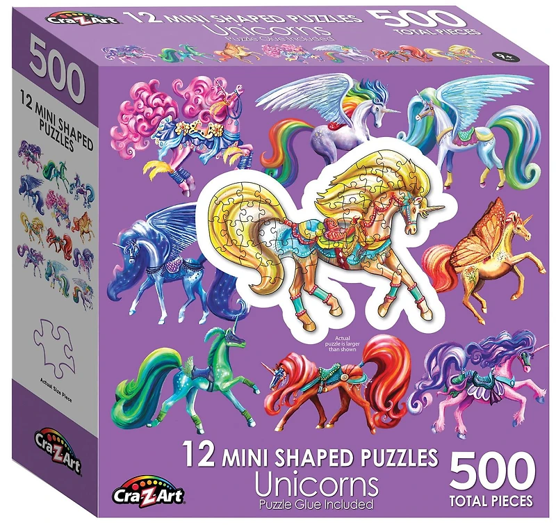 Cra-Z-Art 12 Mini Shaped Unicorn Puzzles 500pcs total