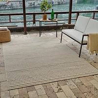 Rug Branch Hogar Striped Indoor Outdoor Area Rug, Brown Cream, Modern - Living Room, Bedroom, Dining Room, and Kitchen
