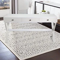 Willow Desk in White, MDF Desk, White Desk with Drawers, White Matte Desk, White Desk with Wood Legs, White X-Base Desk, Living Room Desk, Office Desk, Bedroom Desk