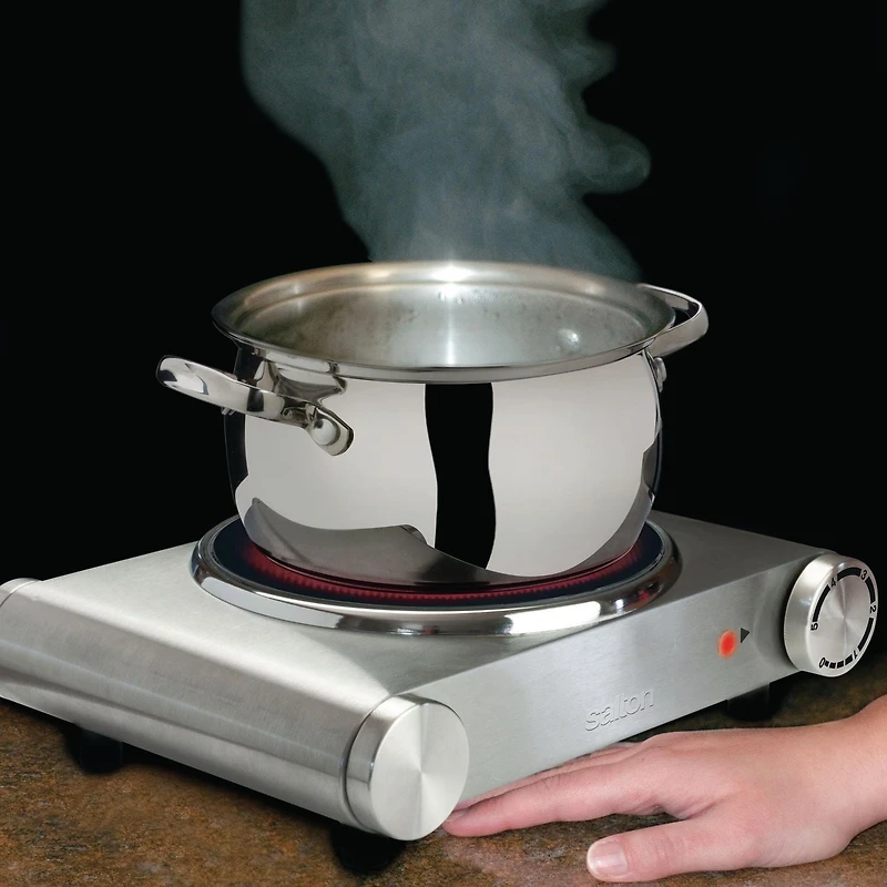 Salton Portable Infrared Cooktop, Stainless Steel, 1200W, HP1502