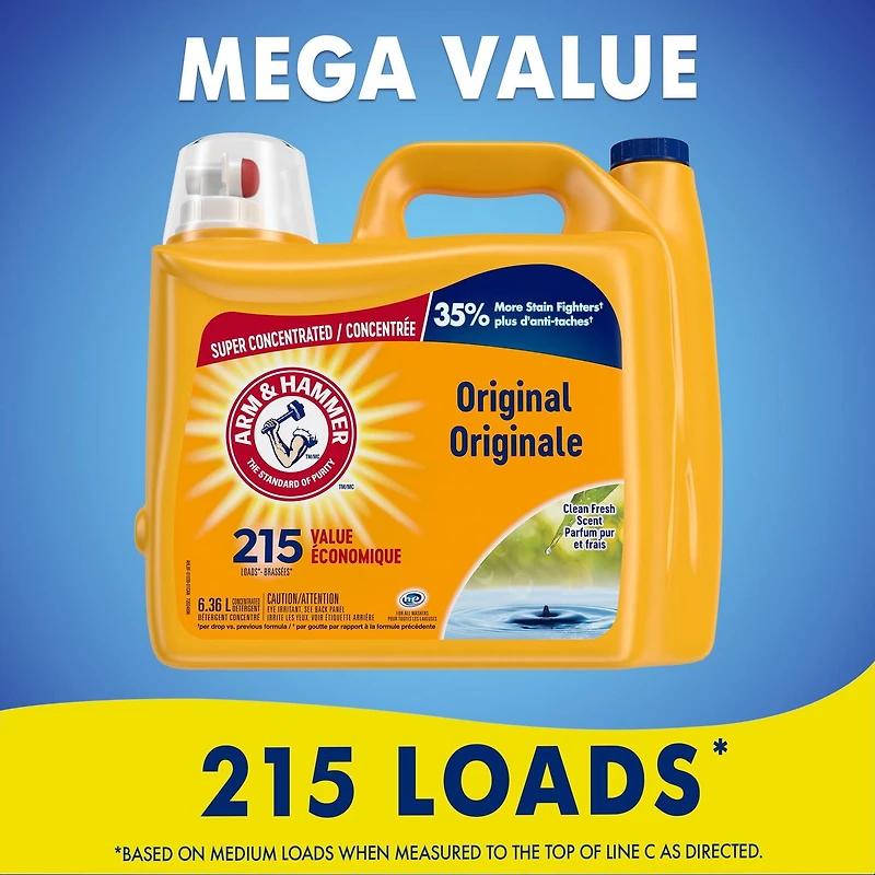Arm & Hammer Clean Fresh Scent Liquid Laundry Detergent, 215 Loads, 6.36-L