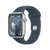 Apple Watch Series 9 GPS + Cellular 41mm Silver Aluminium Case with Storm Blue Sport Band - M/L