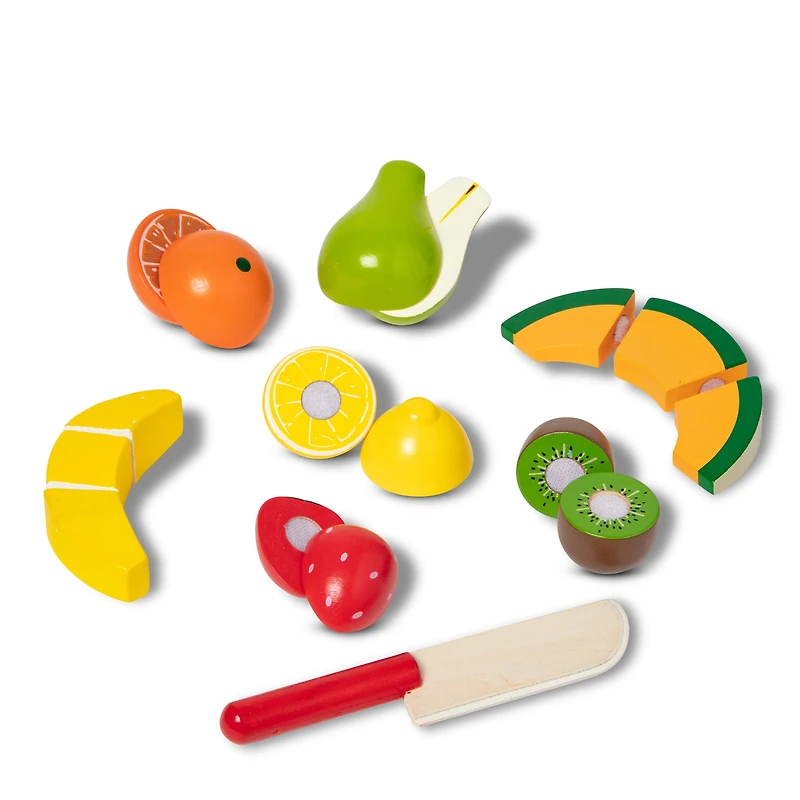 Melissa & Doug Cutting Fruit Set - Wooden Play Food Kitchen Accessory, Multi, Cutting Fruit Set