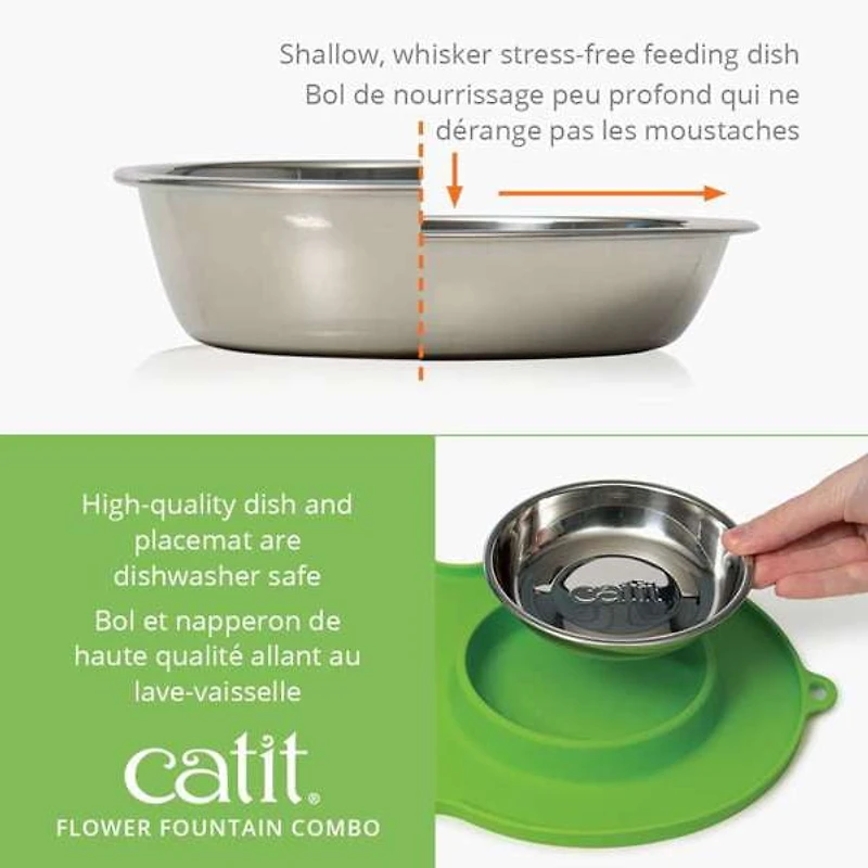 Ensemble d’abreuvoir Catit avec fleur et napperon ABREUVOIR CATIT AVEC FLEUR ET NIPPERON