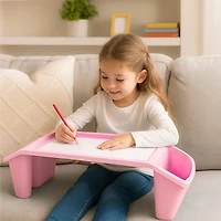 Storex Portable Plastic Lap Desk, Lightweight Tray for Children, Pink, 3-Pack