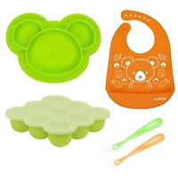Kushies 5 Piece 100% Silicone Feeding Meal Set – Dishwasher & Microwave Safe  - Neutral - 6 months +